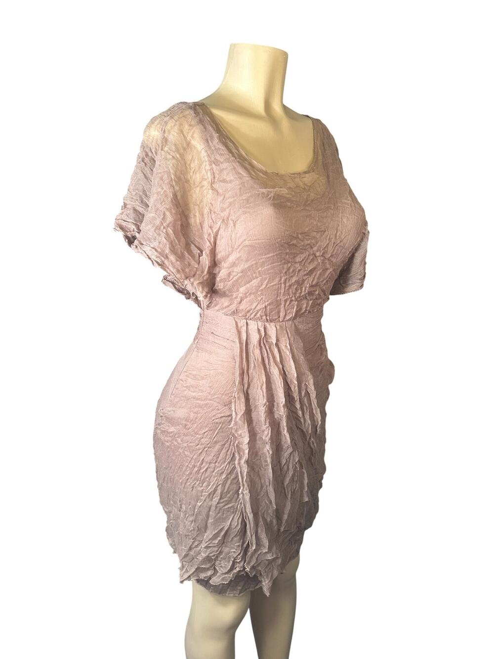 XS Hoss Intropia Sleeveless Tank Mini Dress Piedra Stone Brown Draped Ruffle Slv